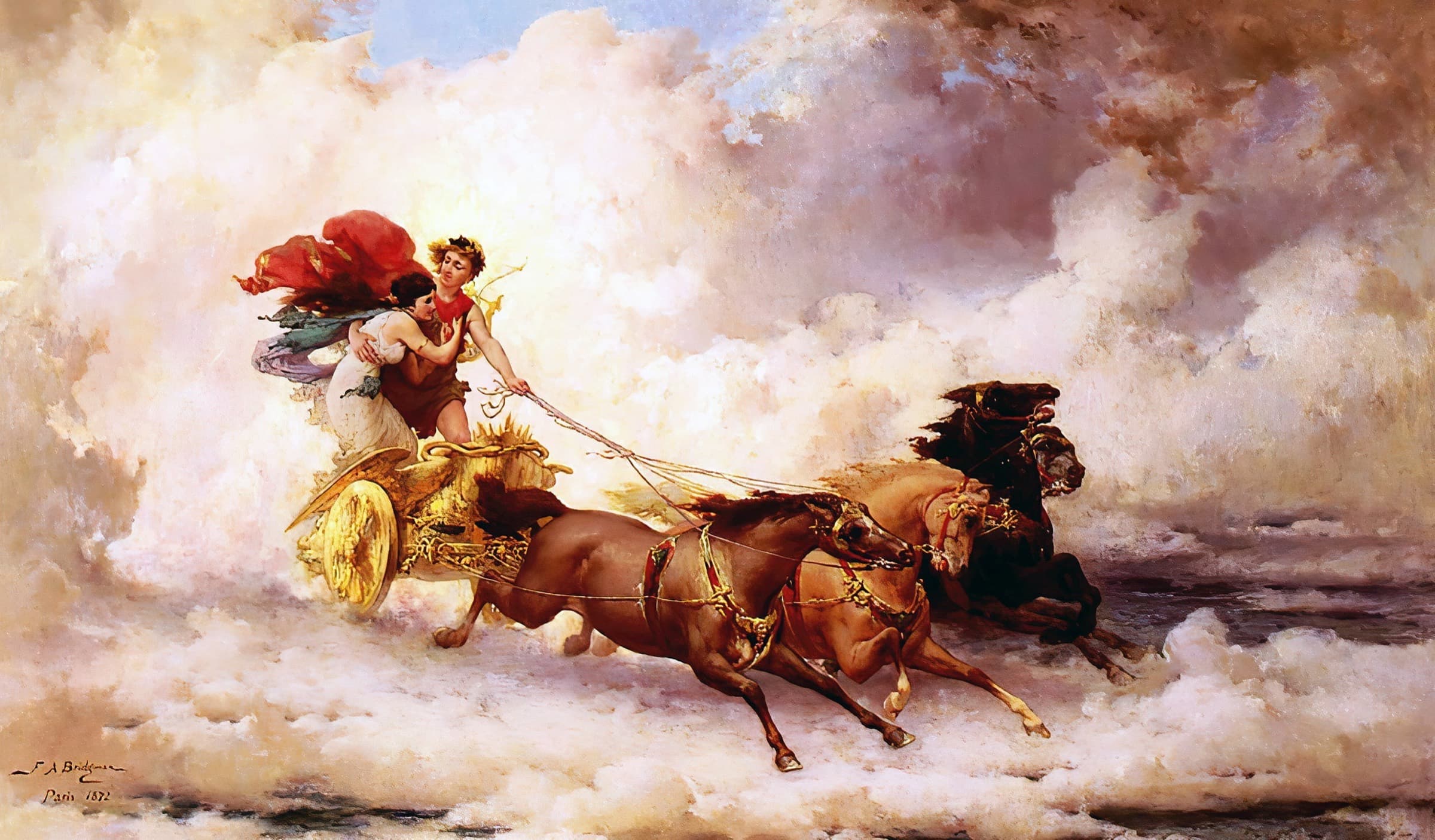 Apollo and Cyrene — the god and the huntress with the lion