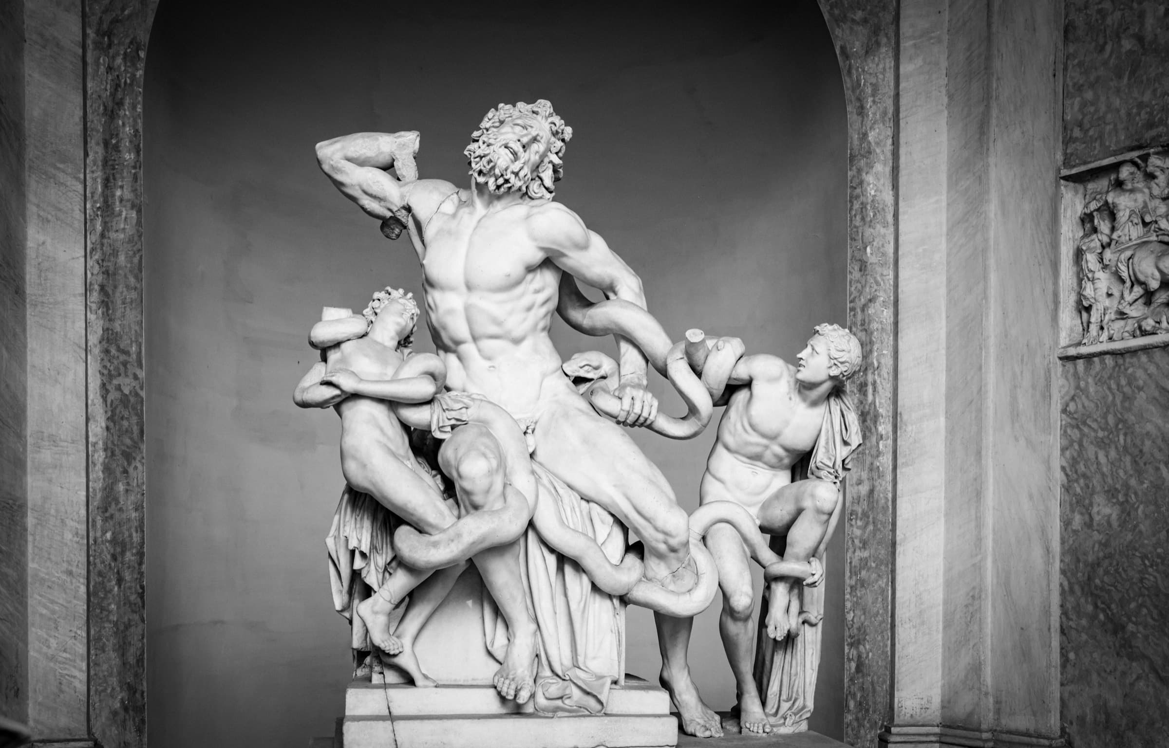 The Laocoön group — a priest and his sons entangled by sea serpents